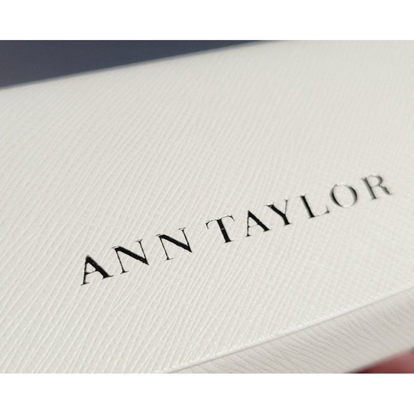 Ann Taylor Off White / Ivory Magnetic Glasses Hard Case | Silver Name Logo - Picture 6 of 12